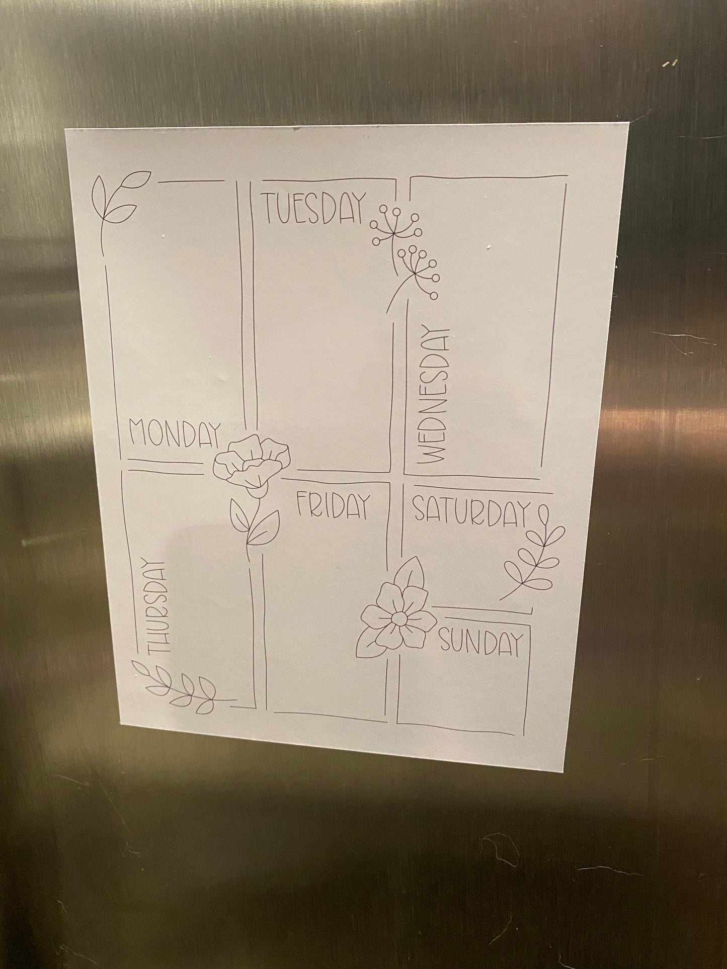 Weekly calendar whiteboard magnet
