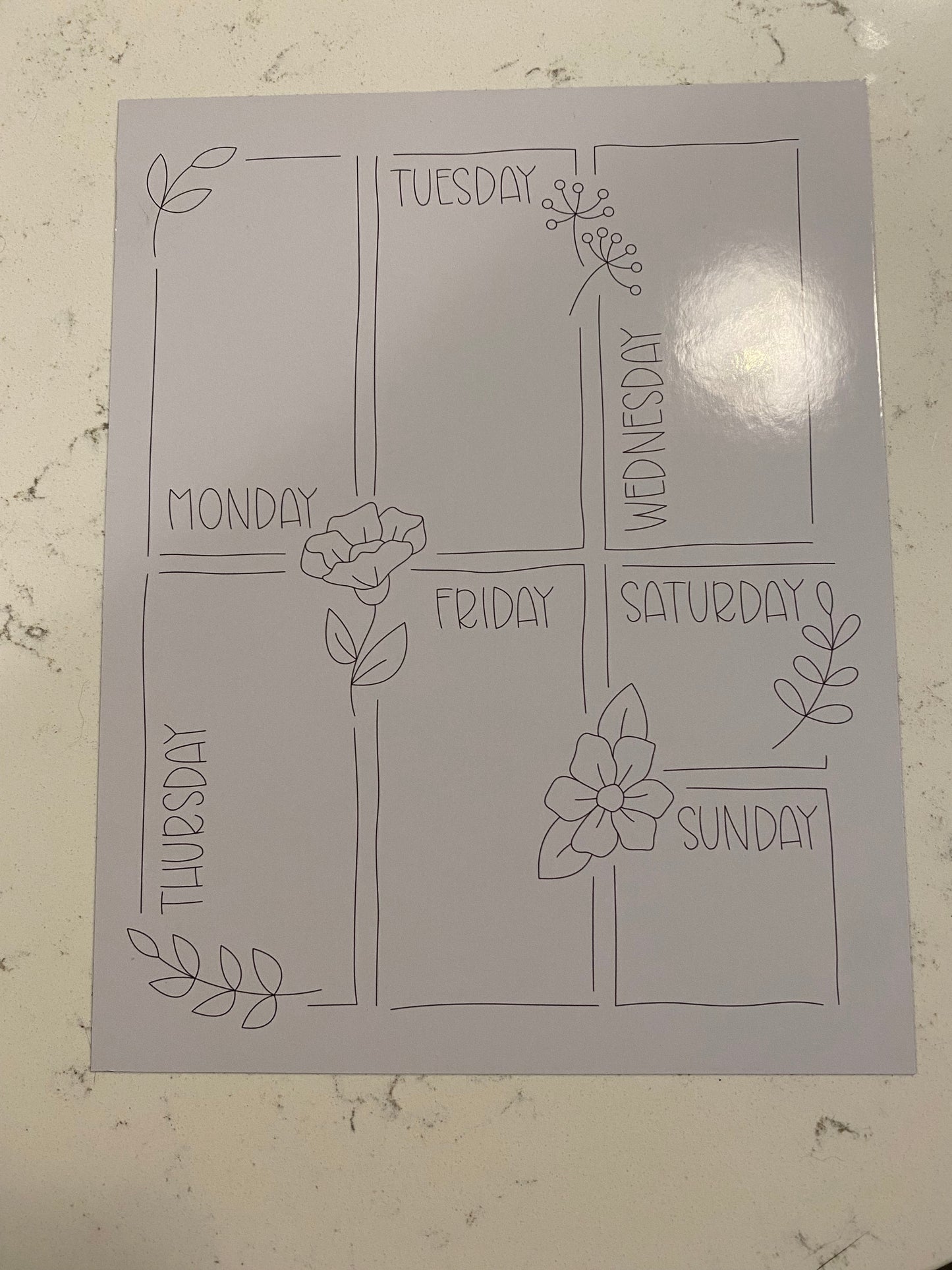 Weekly calendar whiteboard magnet